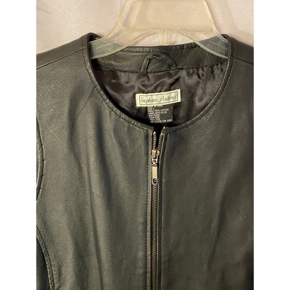 *Stephanie Andrews Black  Leather Vest size L - Picture 5 of 9